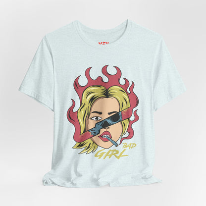 Bad Girl Pop Art Tee — Retro Flaming Blonde Graphic T-Shirt