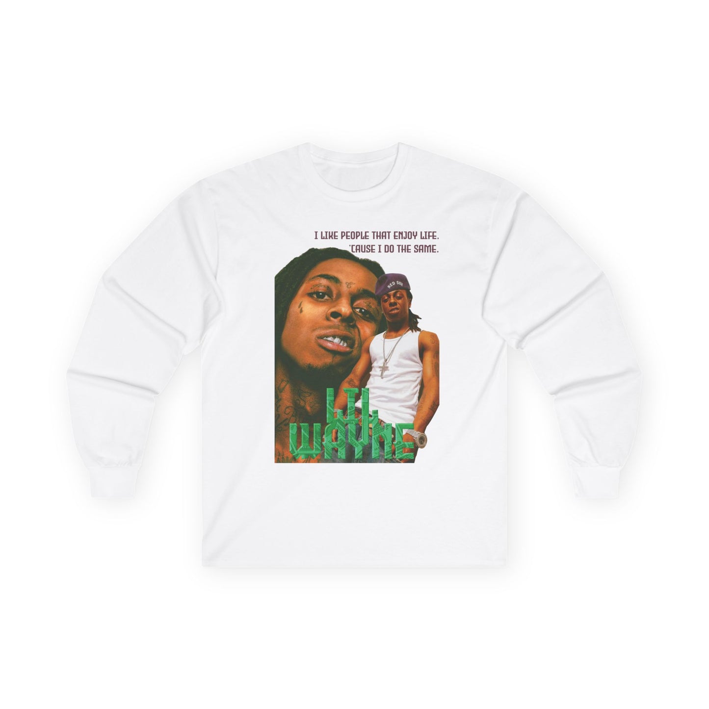 Wayne Long Sleeve Tee — Retro Photo Graphic with Quote