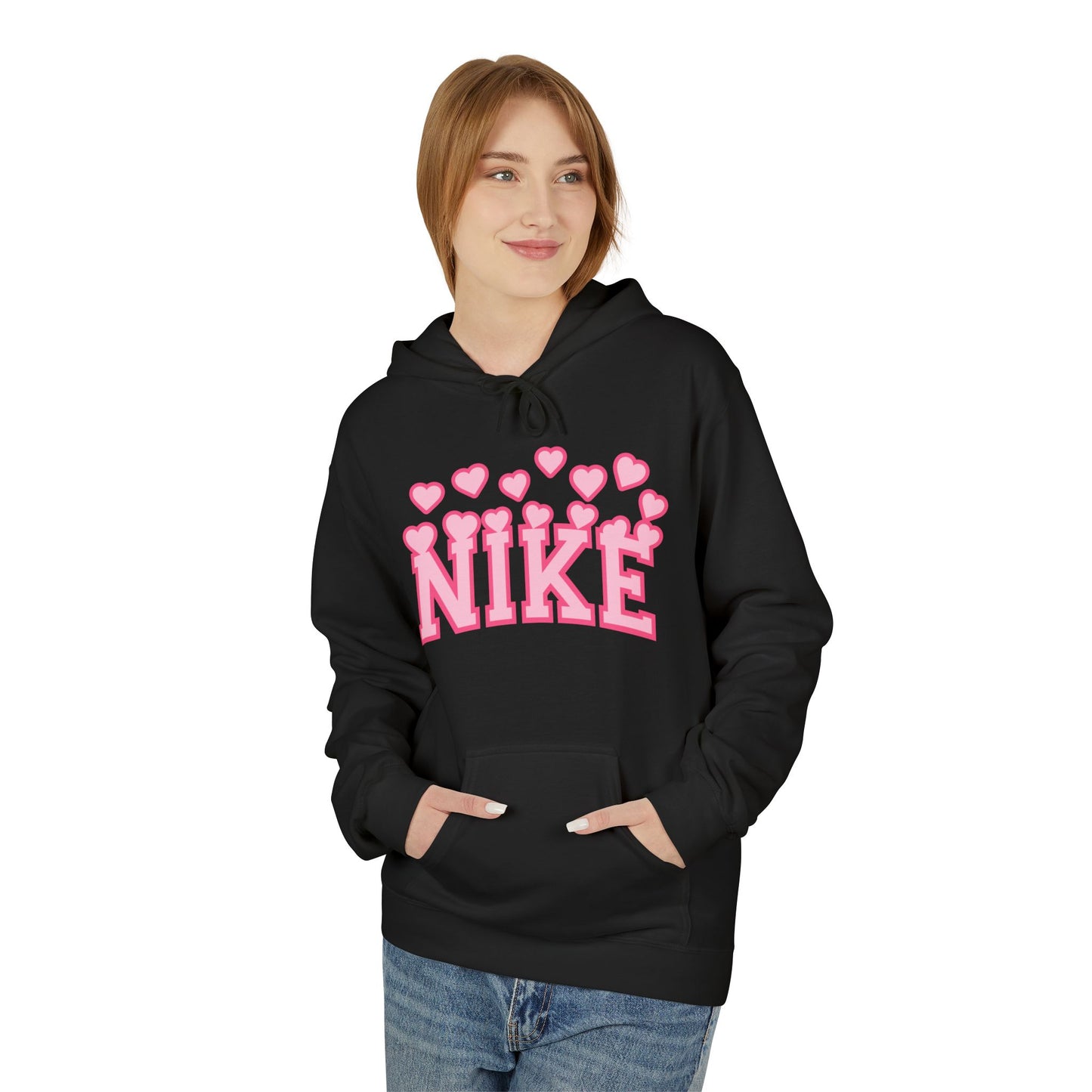 Pink Heart 'Nike' Hoodie — Cute Retro Logo Pullover