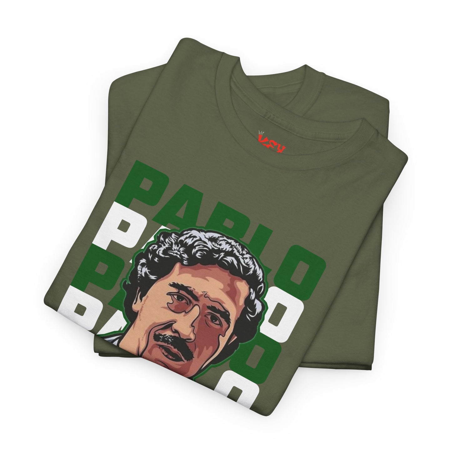 Pablo Portrait Tee — Retro Green Block Text Graphic T-Shirt