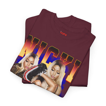 Nicki Graphic Tee — Retro Gradient Name and Portrait Collage