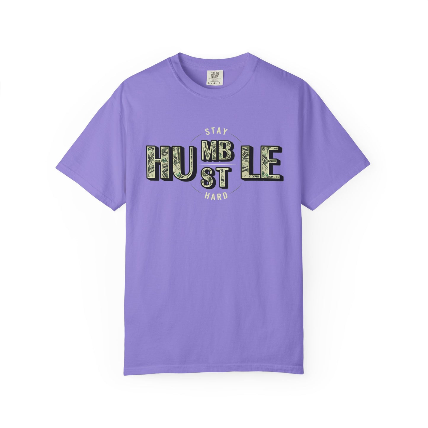 Stay Humble Hustle T-Shirt — Camo Lettering Motivational Tee