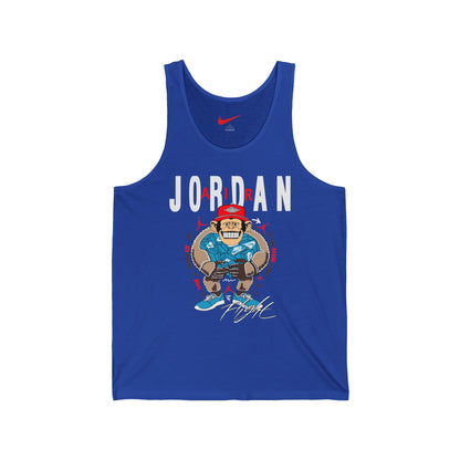 Jordan Monkey Player Tank Top — Retro Basketball Graphic Jersey Tank
