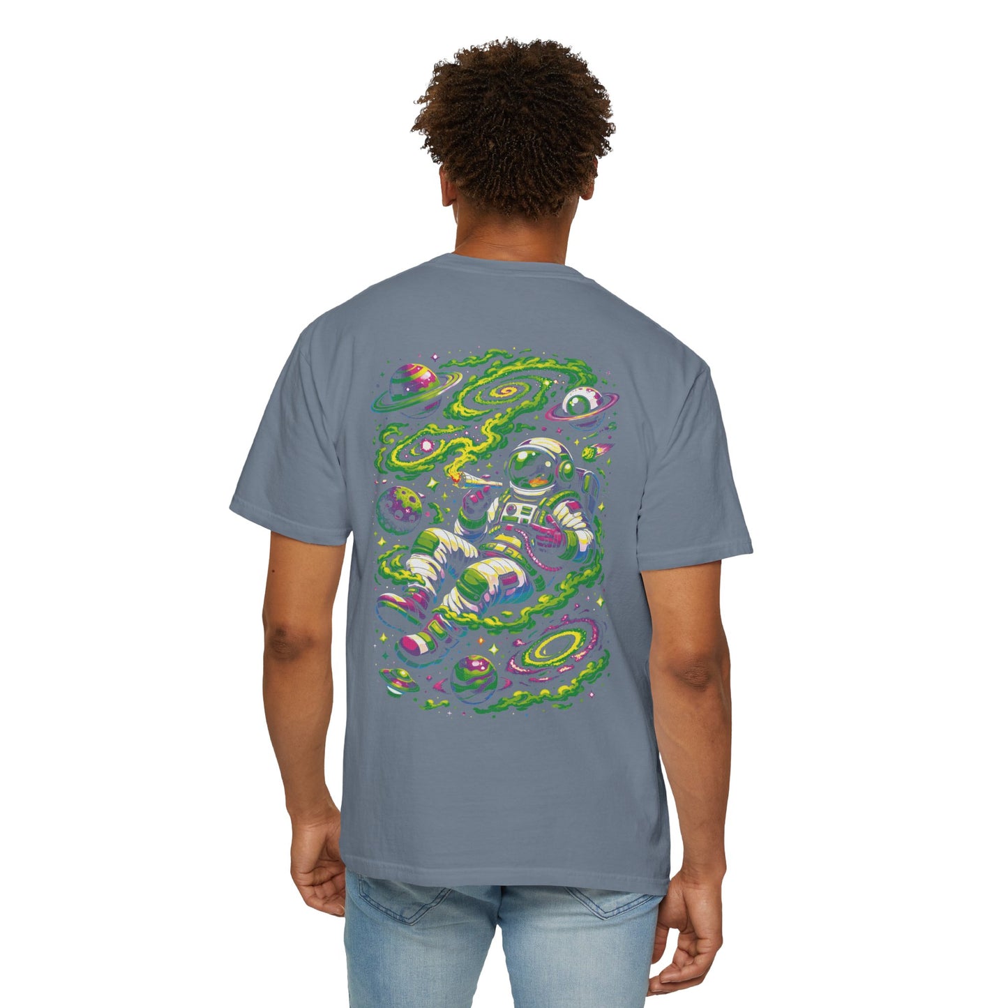 Astronaut Space Vibes T-Shirt — Neon Cosmic Graphic Tee