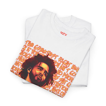 J Cole Graphic Tee — Retro Portrait with 'J-Cole' Text
