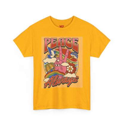 Peace Always T-Shirt – Retro 70s Hippie Peace Sign Graphic Tee