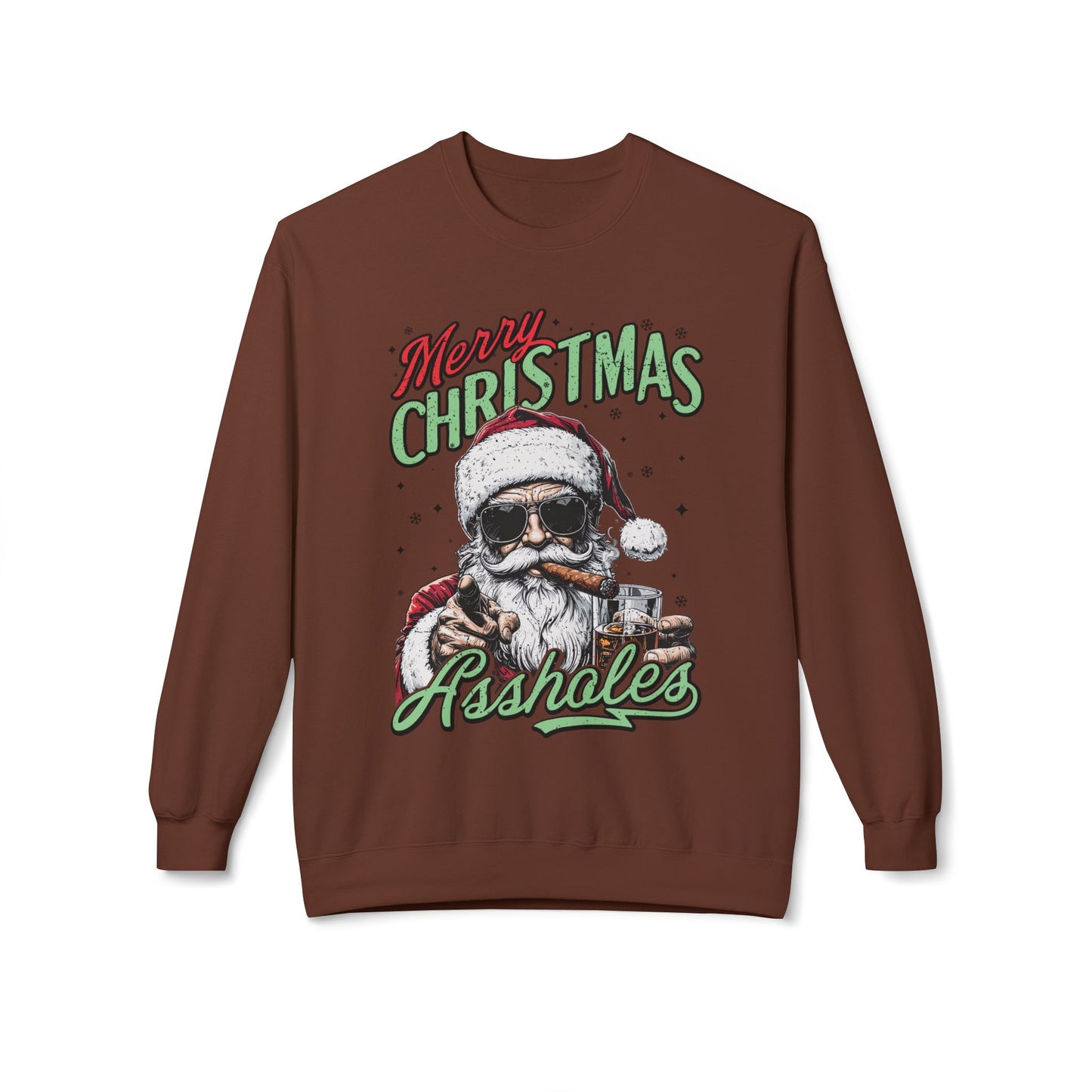 Merry Christmas A**holes Sweatshirt - Edgy Santa Holiday Crewneck