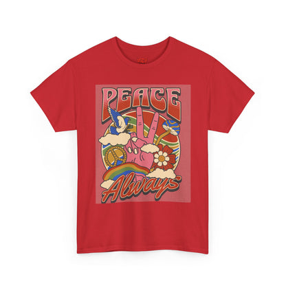 Peace Always T-Shirt – Retro 70s Hippie Peace Sign Graphic Tee