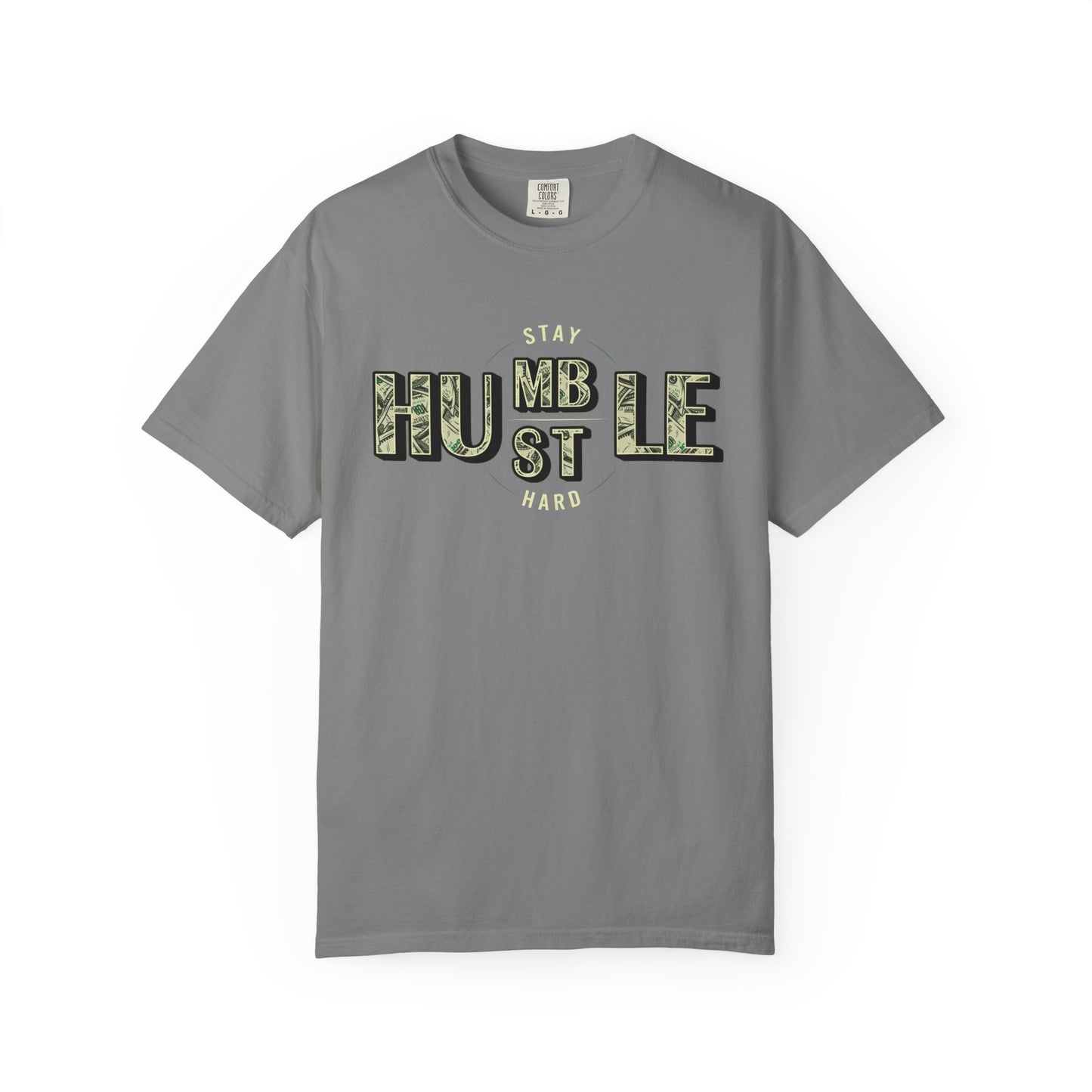 Stay Humble Hustle T-Shirt — Camo Lettering Motivational Tee