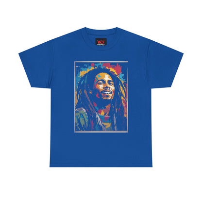 Reggae Portrait Tee — Vibrant Colorblock Music T-Shirt