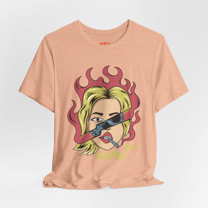 Bad Girl Pop Art Tee — Retro Flaming Blonde Graphic T-Shirt