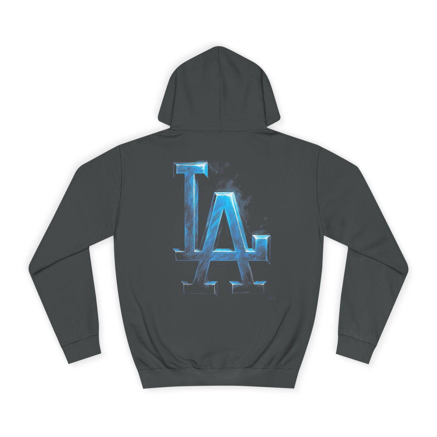 LA Logo Hoodie — Blue Metallic College-Style Pullover