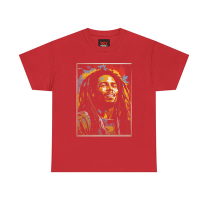 Reggae Portrait Tee — Vibrant Colorblock Music T-Shirt