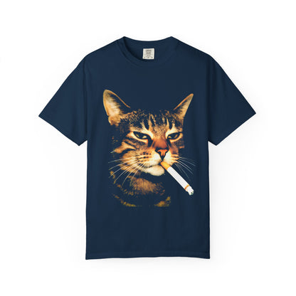 Smoking Cat T-Shirt — Retro Grunge Cat Portrait Tee