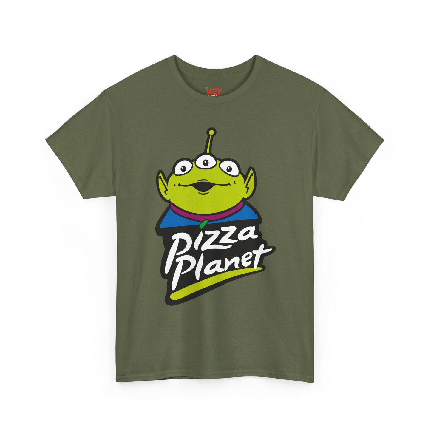Pizza Planet Alien Graphic Tee — Retro Cartoon Pizza Logo T-Shirt
