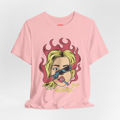 Bad Girl Pop Art Tee — Retro Flaming Blonde Graphic T-Shirt