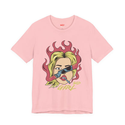 Bad Girl Pop Art Tee — Retro Flaming Blonde Graphic T-Shirt