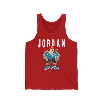 Jordan Monkey Player Tank Top — Retro Basketball Graphic Jersey Tank
