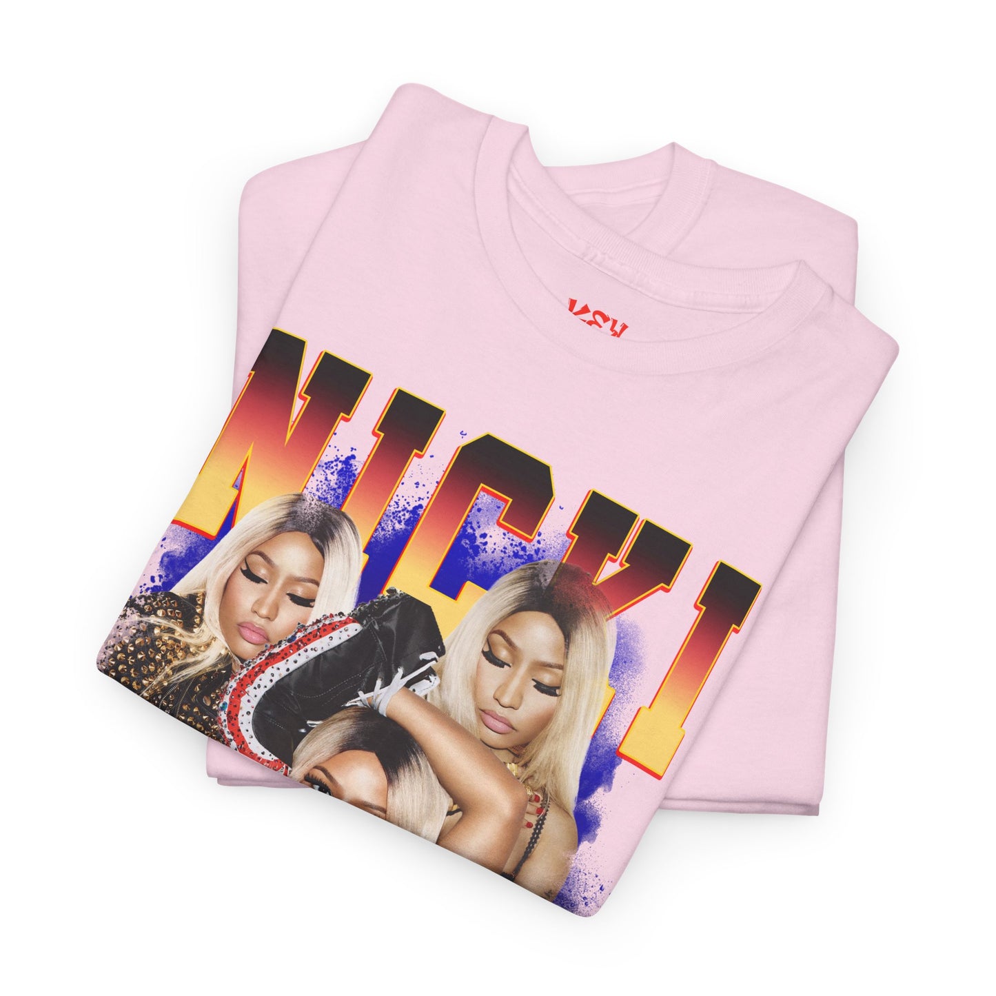 Nicki Graphic Tee — Retro Gradient Name and Portrait Collage