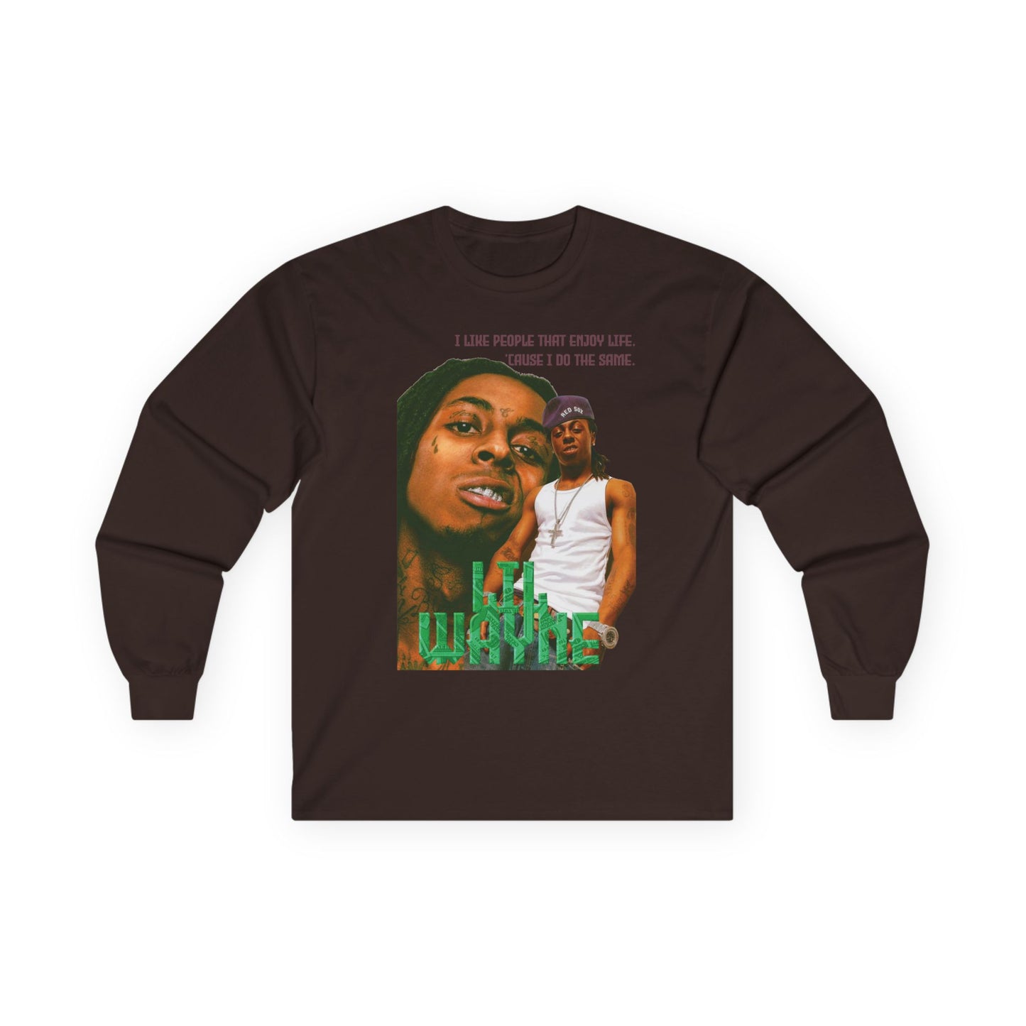 Wayne Long Sleeve Tee — Retro Photo Graphic with Quote
