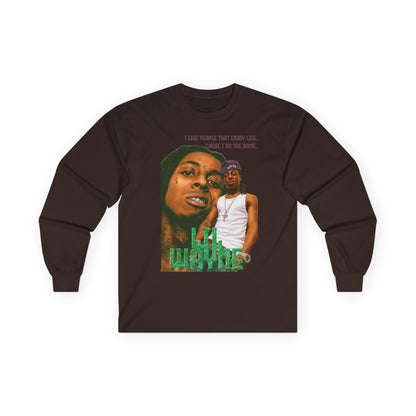 Wayne Long Sleeve Tee — Retro Photo Graphic with Quote