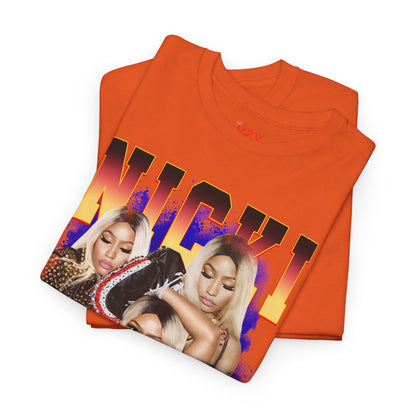 Nicki Graphic Tee — Retro Gradient Name and Portrait Collage