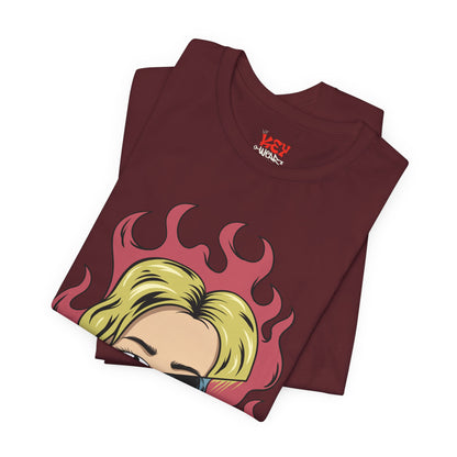 Bad Girl Pop Art Tee — Retro Flaming Blonde Graphic T-Shirt