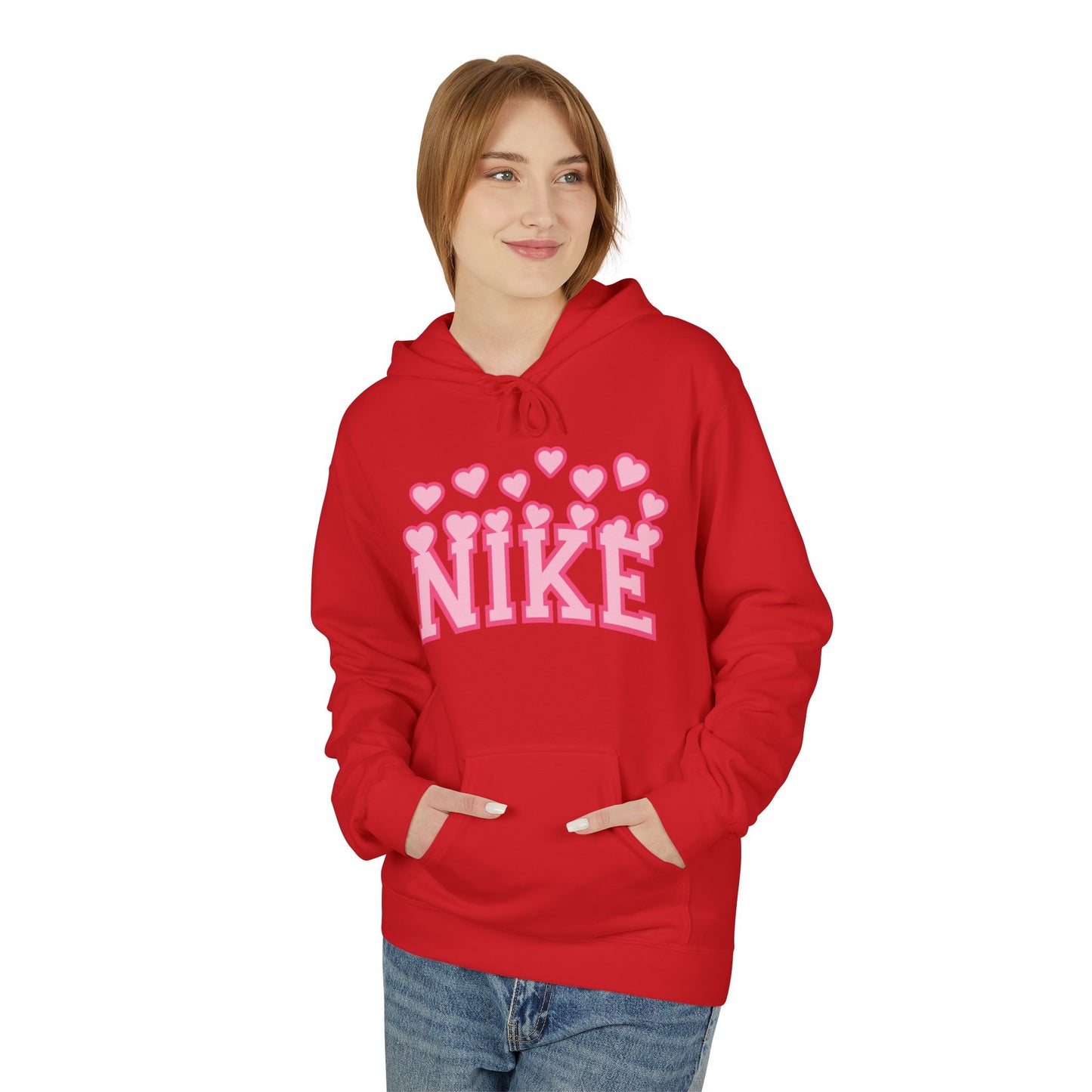Pink Heart 'Nike' Hoodie — Cute Retro Logo Pullover