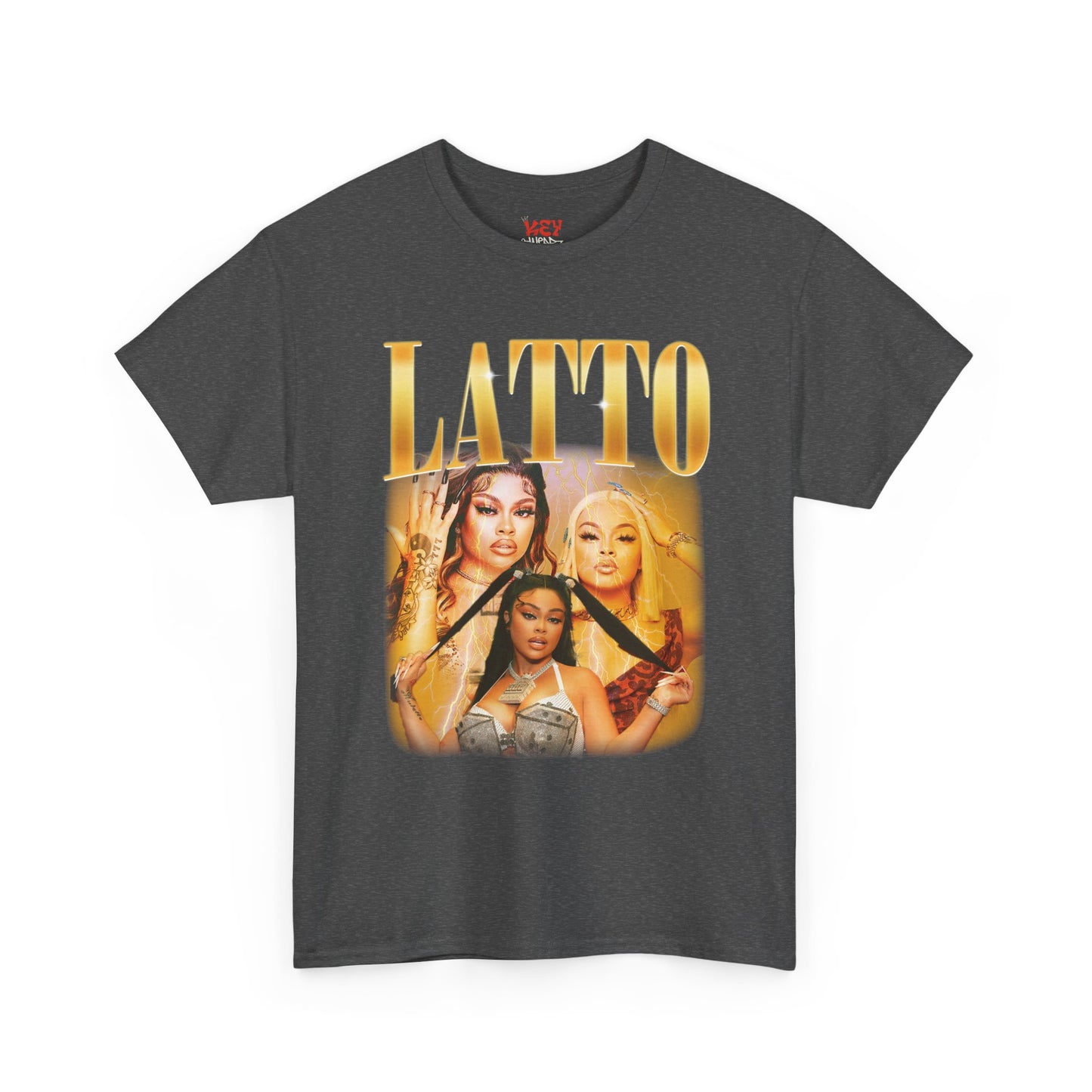 Latto Graphic Tee — 'LATTO' Gold Portrait Band T-Shirt