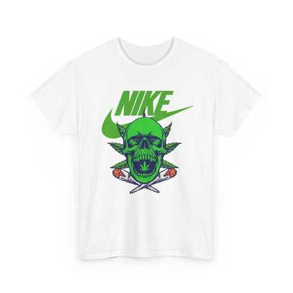 Skull Swoosh Tee — Neon Green Nike-Inspired Graphic Shirt