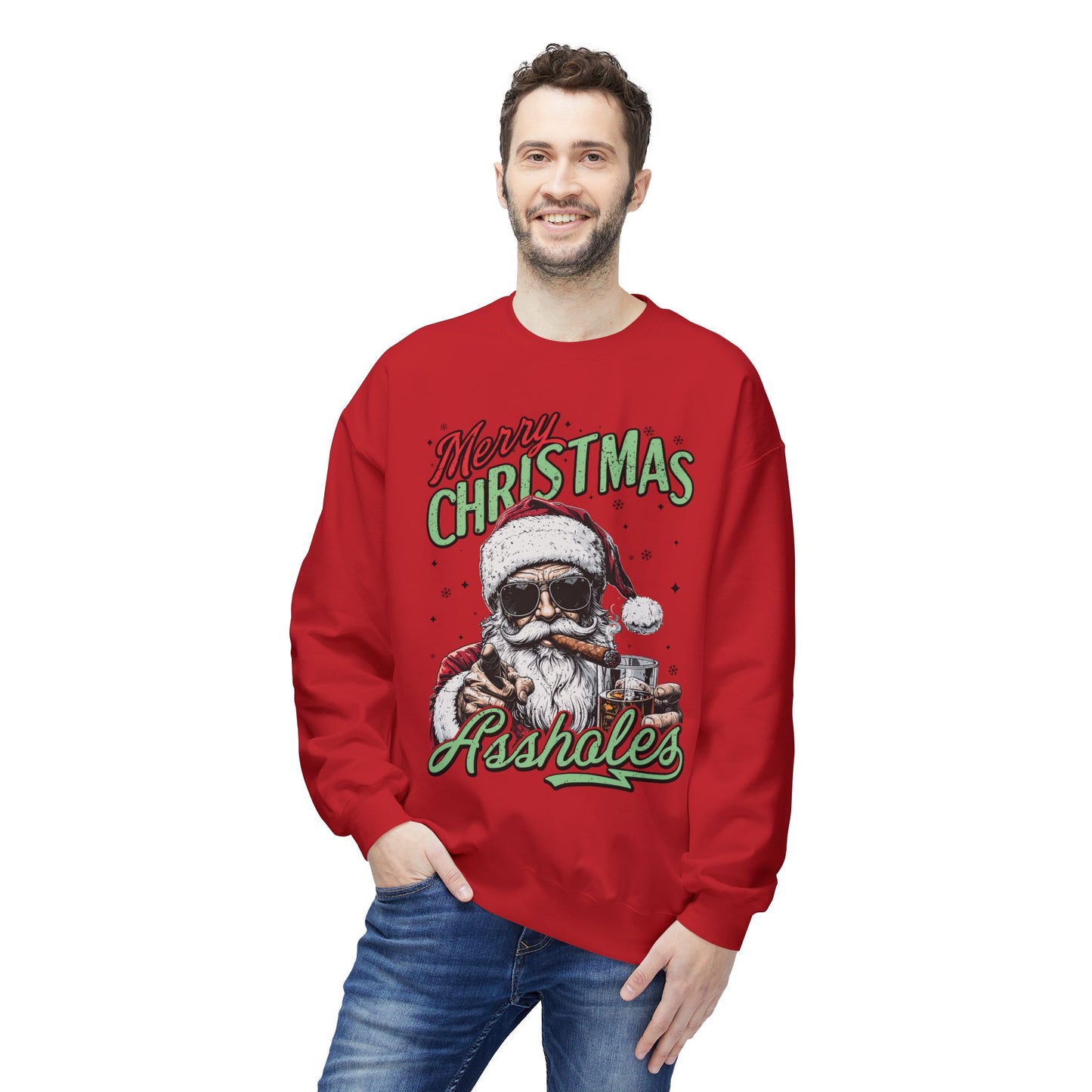 Merry Christmas A**holes Sweatshirt - Edgy Santa Holiday Crewneck