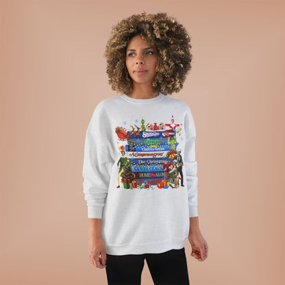 Christmas Movie Stack Crewneck Sweatshirt — Holiday Classics Sign Design