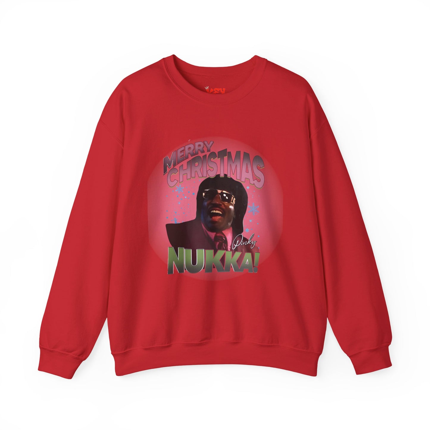 Pinky Christmas Crewneck Sweatshirt — "Merry Christmas Nukka!" Retro Holiday Graphic