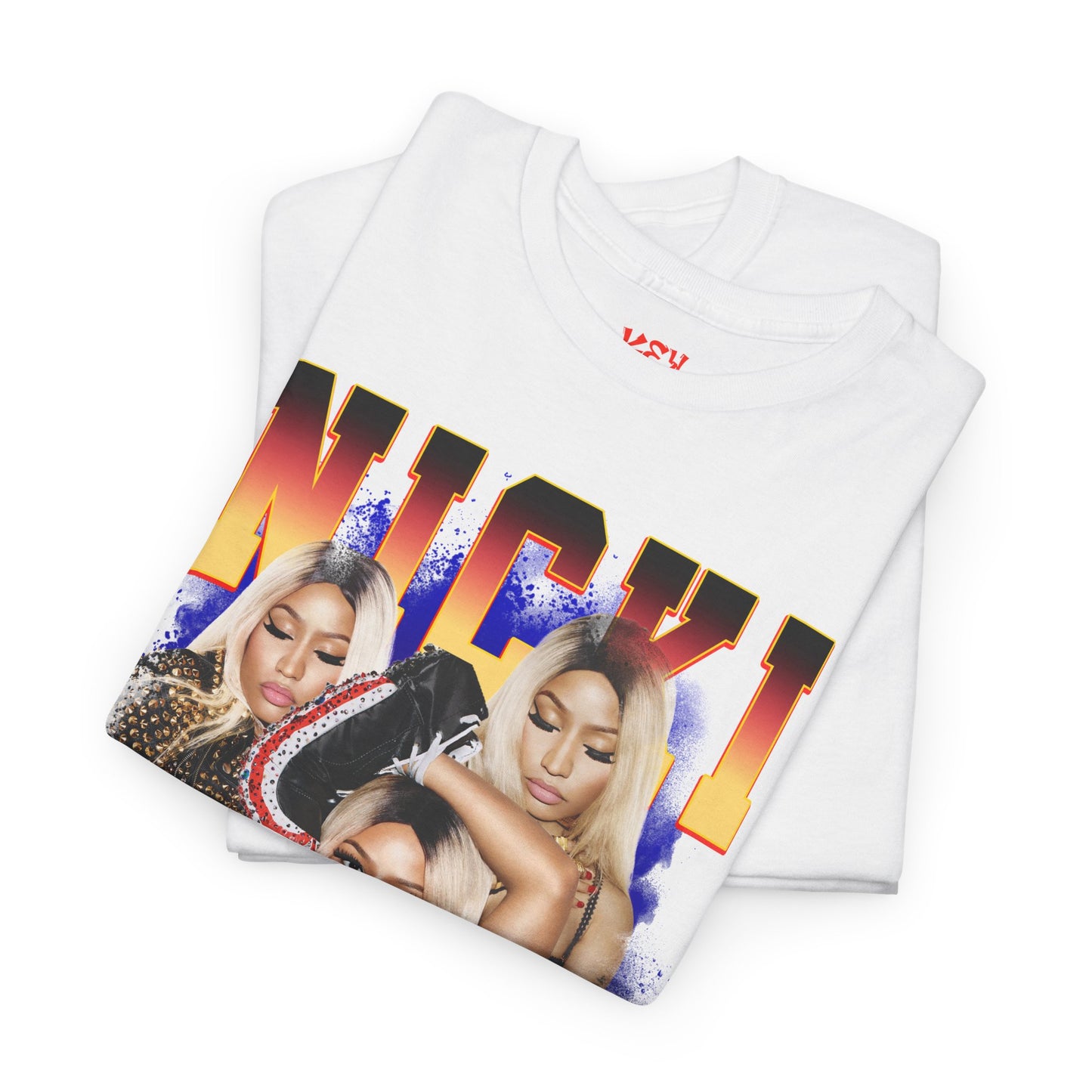 Nicki Graphic Tee — Retro Gradient Name and Portrait Collage