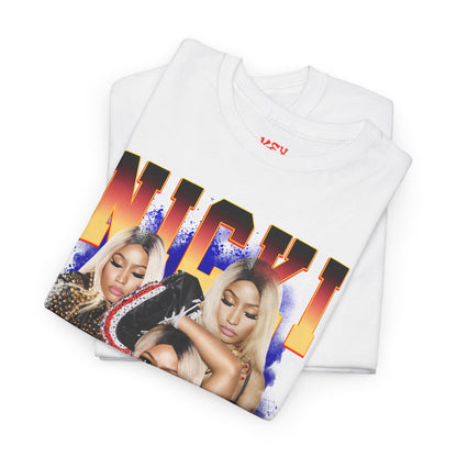 Nicki Graphic Tee — Retro Gradient Name and Portrait Collage