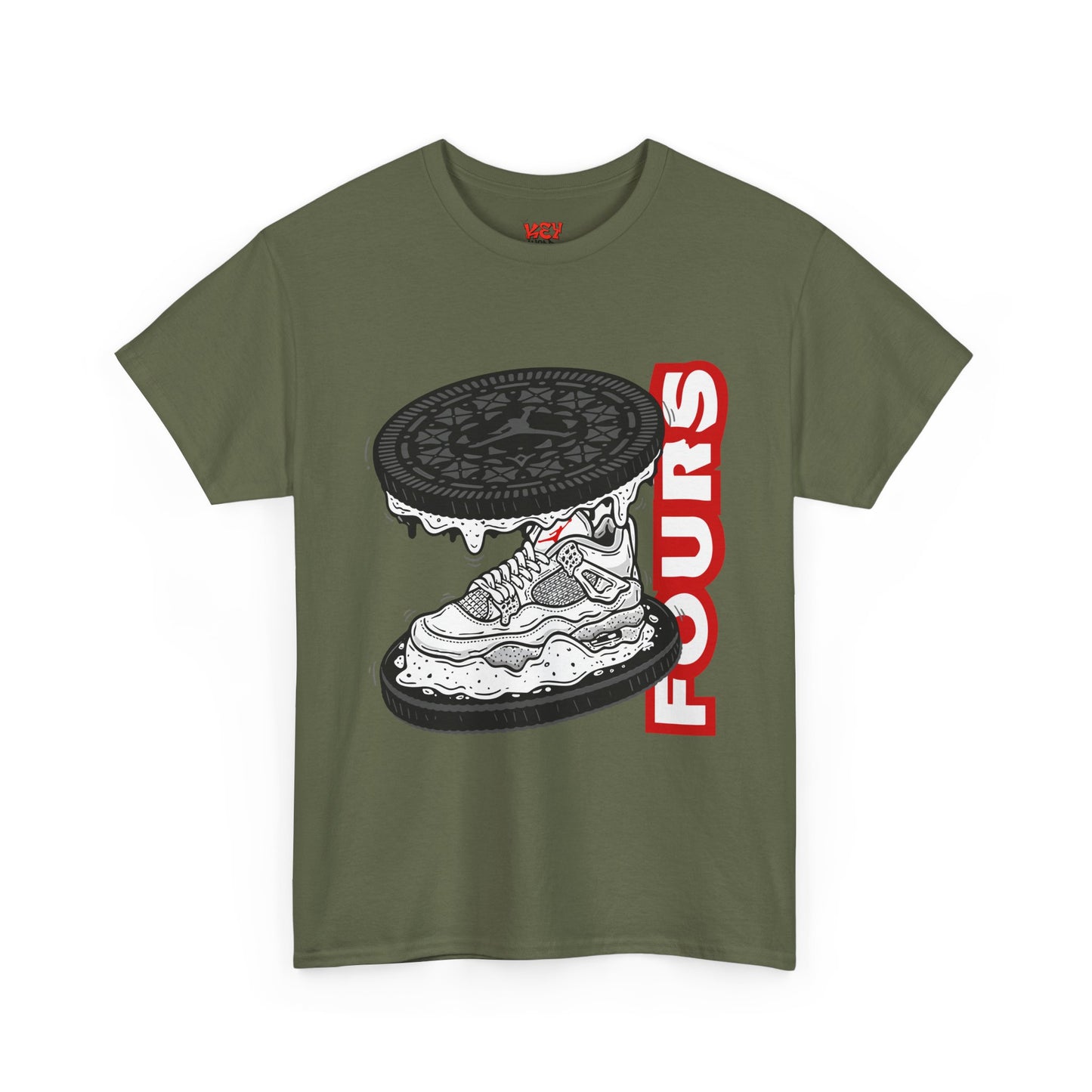 KeyWear Graphic Tee — Oreo Sneaker Sandwich Design ("FOURS")