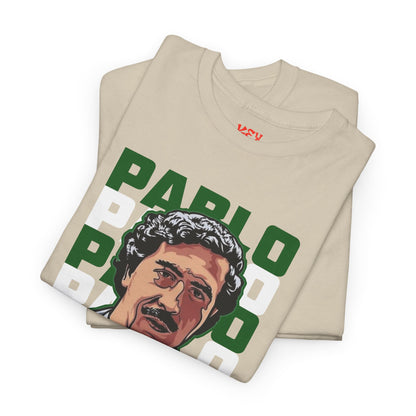 Pablo Portrait Tee — Retro Green Block Text Graphic T-Shirt
