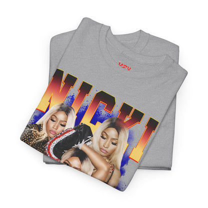 Nicki Graphic Tee — Retro Gradient Name and Portrait Collage
