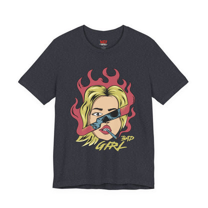 Bad Girl Pop Art Tee — Retro Flaming Blonde Graphic T-Shirt