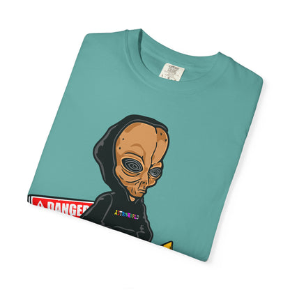 Alien Hooded T-Shirt — "No Trespassing" Desert Graphic