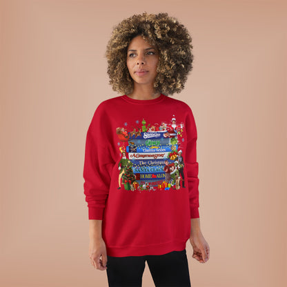 Christmas Movie Stack Crewneck Sweatshirt — Holiday Classics Sign Design