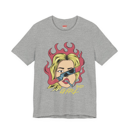 Bad Girl Pop Art Tee — Retro Flaming Blonde Graphic T-Shirt