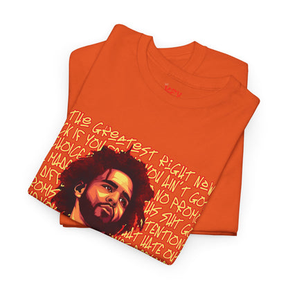 J Cole Graphic Tee — Retro Portrait with 'J-Cole' Text