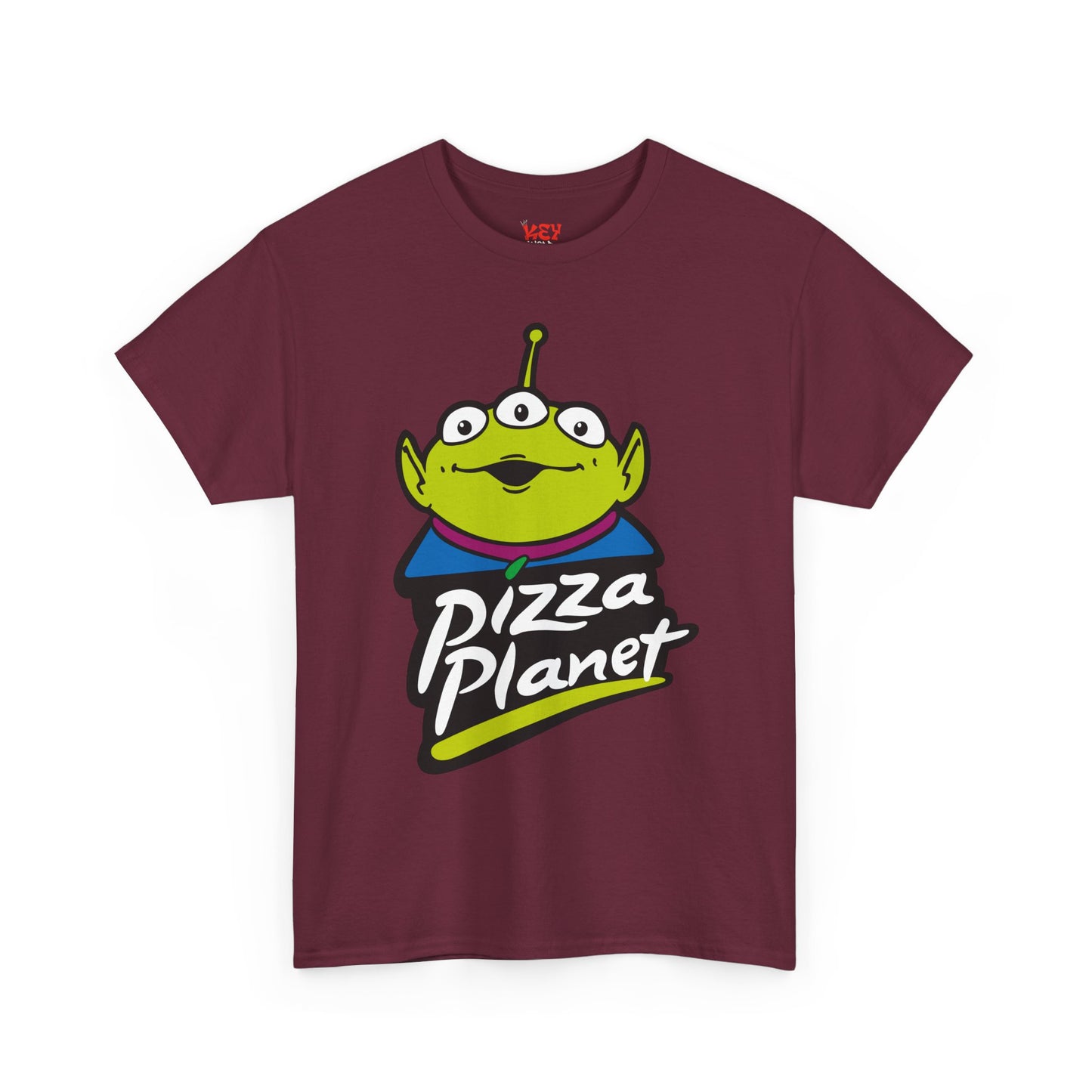 Pizza Planet Alien Graphic Tee — Retro Cartoon Pizza Logo T-Shirt