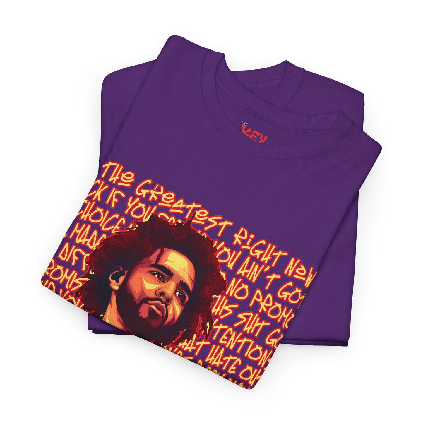 J Cole Graphic Tee — Retro Portrait with 'J-Cole' Text