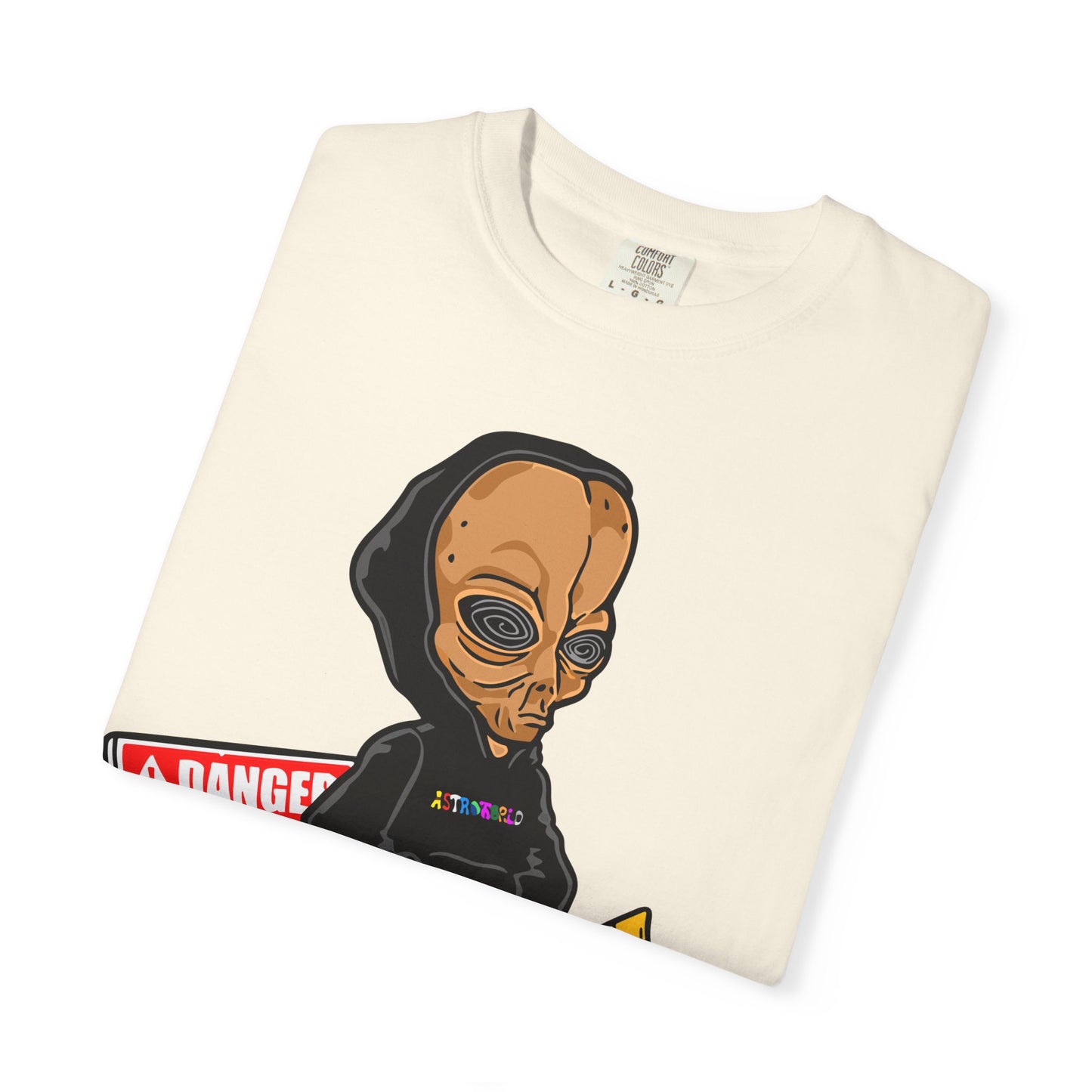 Alien Hooded T-Shirt — "No Trespassing" Desert Graphic