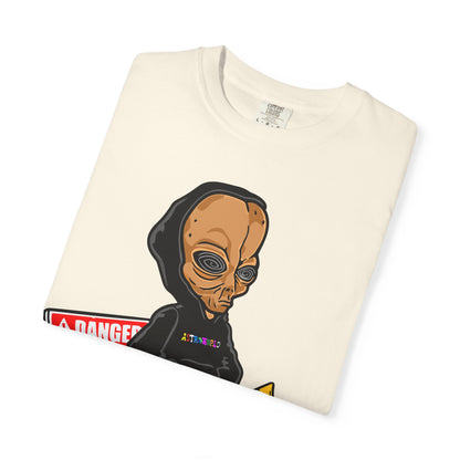 Alien Hooded T-Shirt — "No Trespassing" Desert Graphic