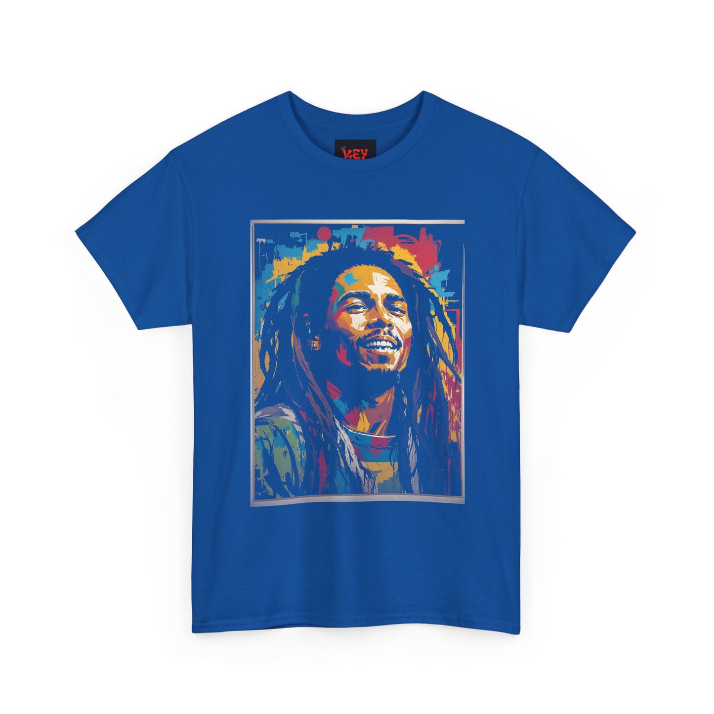 Reggae Portrait Tee — Vibrant Colorblock Music T-Shirt