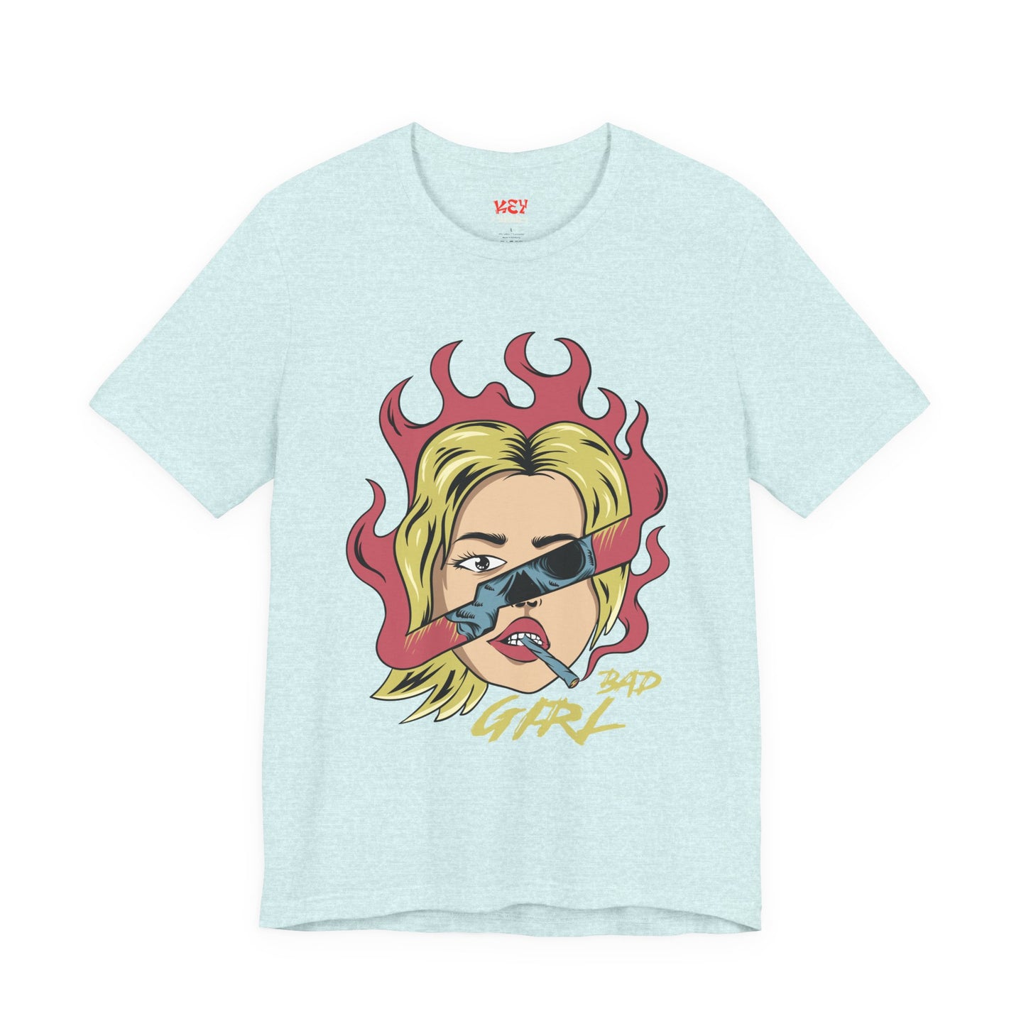 Bad Girl Pop Art Tee — Retro Flaming Blonde Graphic T-Shirt