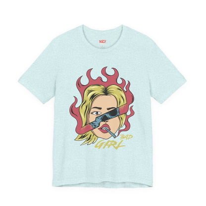 Bad Girl Pop Art Tee — Retro Flaming Blonde Graphic T-Shirt